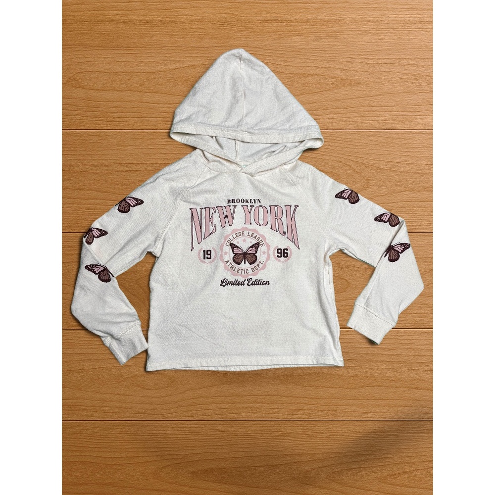 Be You TiFul White Butterfly Graphic Hoodie (Kids M)